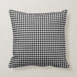 Black White Small Houndstooth gecontroleerd Kussen