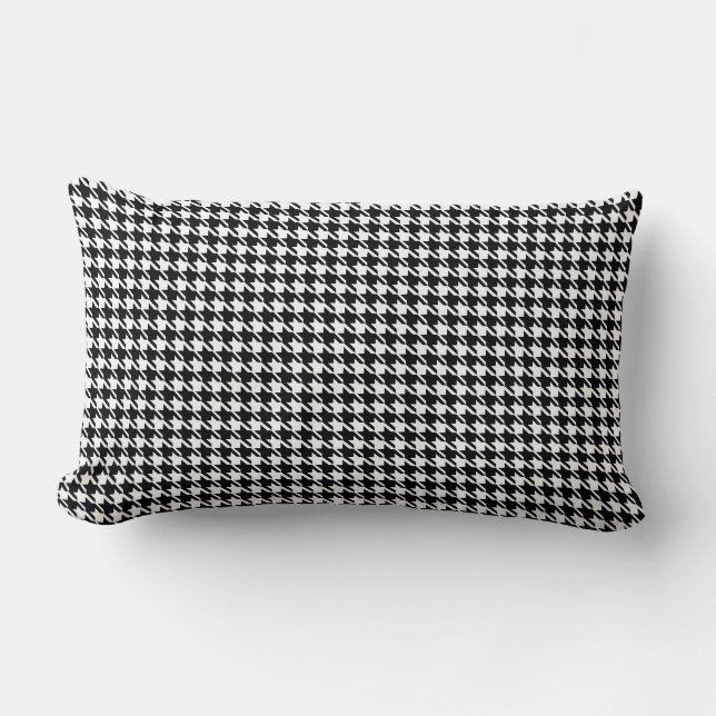 Black White Small Houndstooth gecontroleerd Kussen (Voorkant)