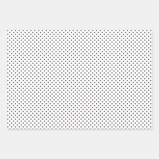 Black White Small Polka Dot Pattern Inpakpapier Vel (Voorkant 2)