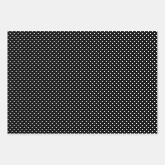 Black White Small Polka Dot Pattern Inpakpapier Vel (Voorkant)