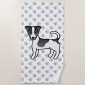 Black & White Smooth Coat Jack Russell Terrier Dog Strandlaken (Voorkant)