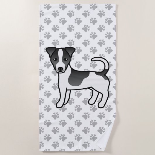 Black & White Smooth Coat Jack Russell Terrier Dog Strandlaken (Voorkant)