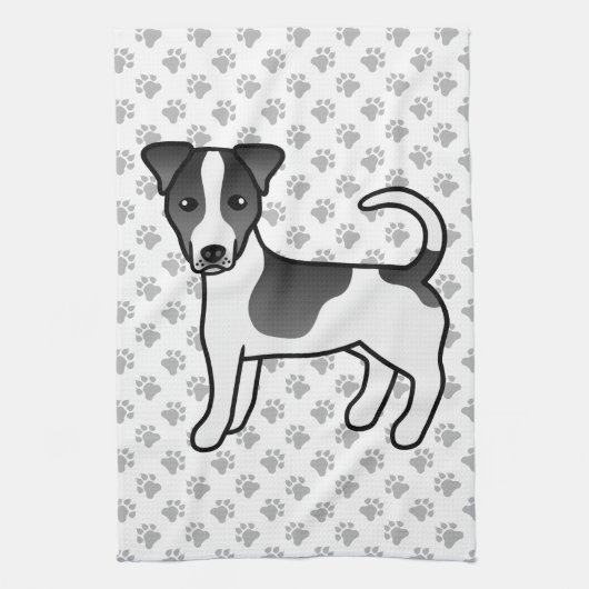Black & White Smooth Coat Jack Russell Terrier Dog Theedoek (Verticaal)