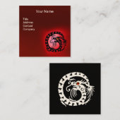 BLACK WHITE SNAKE DRAGON RED RUBY Gemstone Vierkante Visitekaartje (Voorkant / Achterkant)
