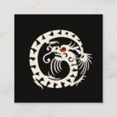 BLACK WHITE SNAKE DRAGON RED RUBY Gemstone Vierkante Visitekaartje (Achterkant)