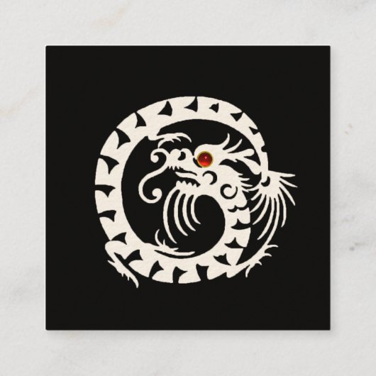BLACK WHITE SNAKE DRAGON RED RUBY Gemstone Vierkante Visitekaartje (Achterkant)