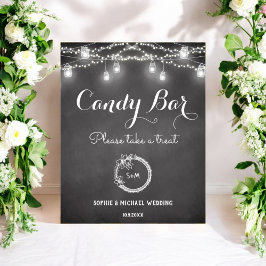Black White Snoep Bar Wedding Sign Poster