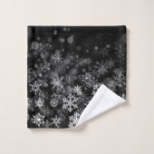 Black White Snowflake kerst Bad Handdoek (Wasdoekje)