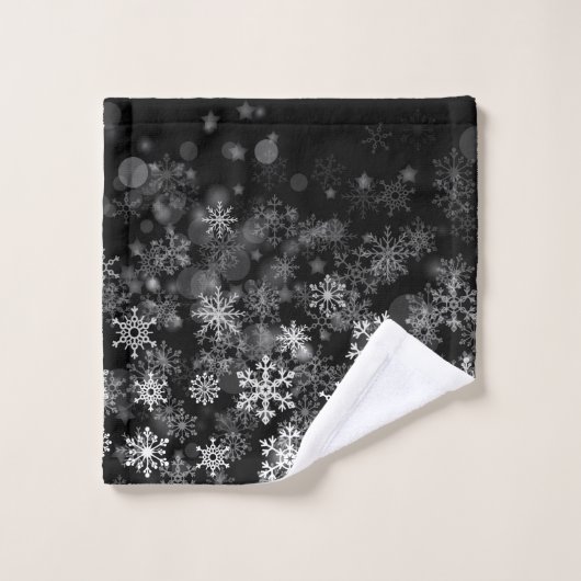 Black White Snowflake kerst Bad Handdoek (Wasdoekje)