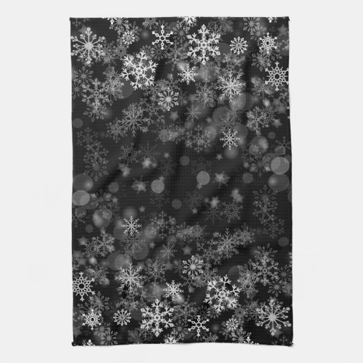 Black White Snowflake kerst Theedoek (Verticaal)