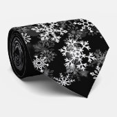Black White Snowflake kerstfeestdag Stropdas (Opgerold)