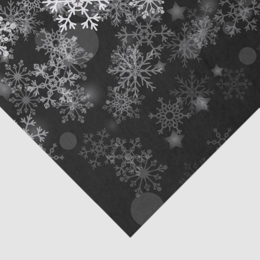Black White Snowflake kerstfeestdag Tissuepapier (Detail)