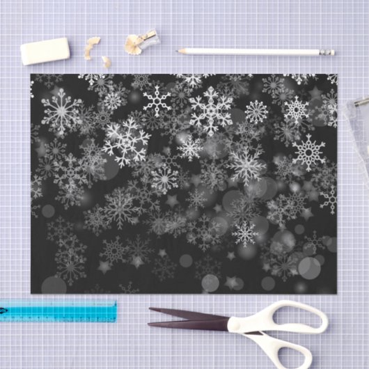 Black White Snowflake kerstfeestdag Tissuepapier (Craft)