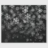 Black White Snowflake kerstwinter Cadeaupapier (Vlak)