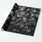 Black White Snowflake kerstwinter Cadeaupapier (Uitgerold)