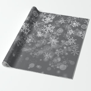 Black White Snowflake kerstwinter Cadeaupapier
