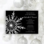 Black White Snowflake Winter Weddenschap Kaart