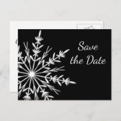 Black White Snowflake Winter Wedding Save the Date Aankondigingskaart (Voorkant / Achterkant)