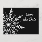 Black White Snowflake Winter Wedding Save the Date Aankondigingskaart (Voorkant)