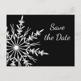 Black White Snowflake Winter Wedding Save the Date Aankondigingskaart