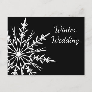 Black White Snowflake Winter Wedding Save the Date Aankondigingskaart