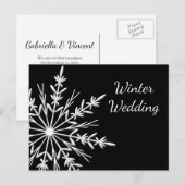 Black White Snowflake Winter Wedding Save the Date Aankondigingskaart (Voorkant / Achterkant)