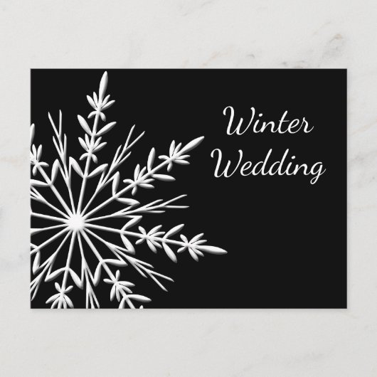 Black White Snowflake Winter Wedding Save the Date Aankondigingskaart (Voorkant)