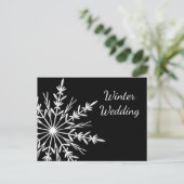 Black White Snowflake Winter Wedding Save the Date Aankondigingskaart (Staand voorkant)
