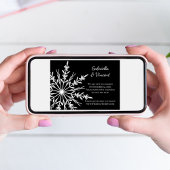 Black White Snowflake Winter Wedding Save the Date Kaart