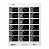 Black White Snowflakes Vakantie Retour Adres Etiket (Full Sheet)