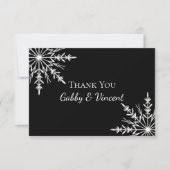 Black White Snowflakes Winter Weddenschap Bedankt Kaart (Voorkant)