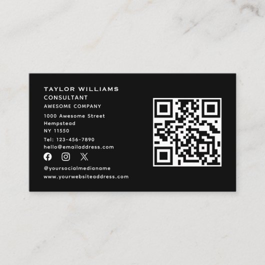 Black White Social Media QR-code Verbind met ons Visitekaartje (Voorkant)