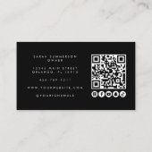 Black White Social Media QR Photo Makeup Visitekaartje (Achterkant)