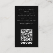Black White Social Media QR Photo Makeup Visitekaartje (Achterkant)