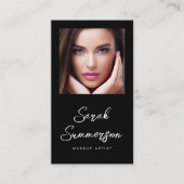 Black White Social Media QR Photo Makeup Visitekaartje (Voorkant)