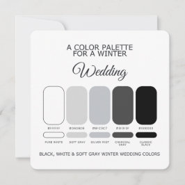 Black White Soft Gray Winter Wedding Palette Card Kaart