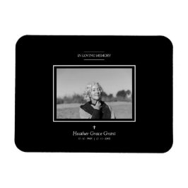 Black White Sophisticated Minimalist Photo Funeral Magneet