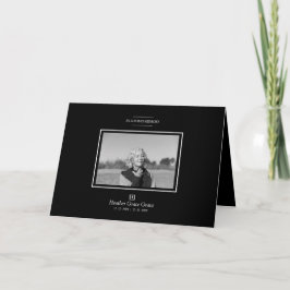 Black White Sophisticated Minimalist Photo Funeral Notitiekaartje