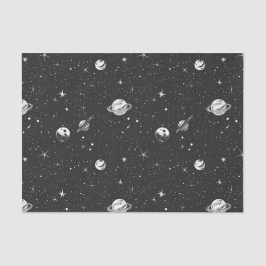 Black White Space Galaxy Stars Nebula Tissuepapier (Voorkant)