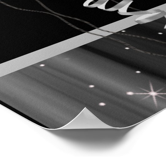 Black White Sparkles Champagne Party Banner Poster (Hoek)