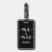 Black & White Specialized Mr & Mrs Luggage Bagagelabel (Achterkant verticaal)