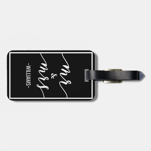 Black & White Specialized Mr & Mrs Luggage Bagagelabel (Achterkant horizontaal)
