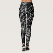 Black White Spider Web Halloween Costuum Leggings (Achterkant)