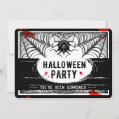 Black & White Spider Web Halloween Party Uitnodige Kaart (Voorkant)