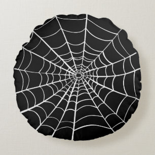 Black White Spider Web Rond Kussen