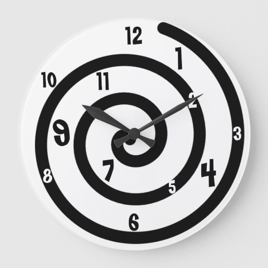 Black & White Spiral Wall Clock Grote Klok (Voorkant)