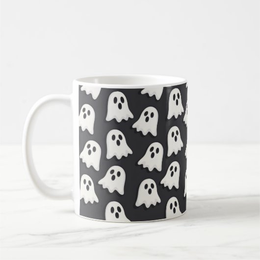 Black & White Spooky Ghost Pattern Mok (Links)
