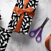 Black White Spooky Ghosts Halloween Pattern Cadeaupapier
