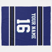 Black White Sports Jersey Fleece Deken (Voorkant (Horizontaal))