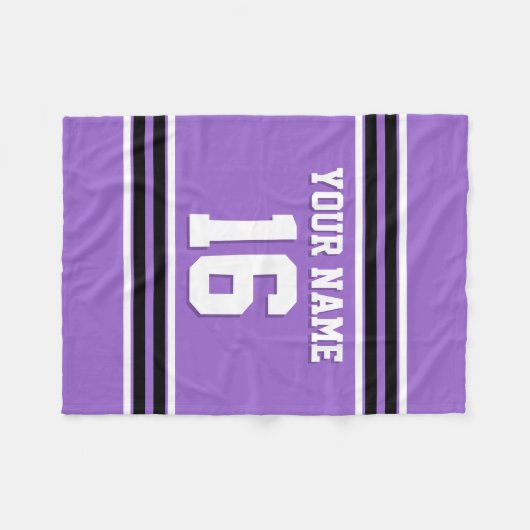 Black White Sports Jersey Fleece Deken (Voorkant (Horizontaal))